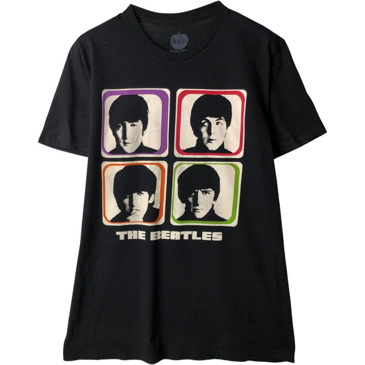 THE BEATLES Band T-shirt, Men's L size cotton black type Vintage Second Hand