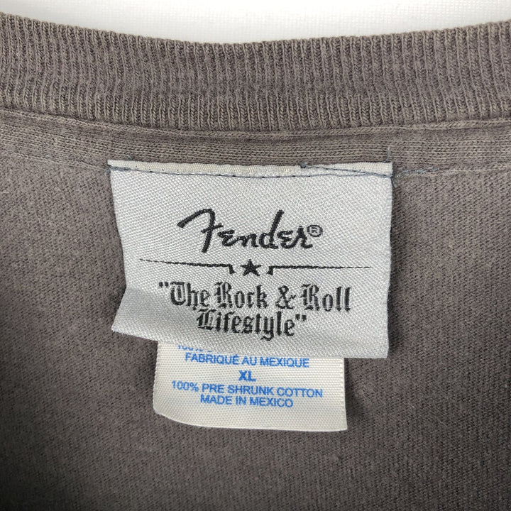 90'S Fender Skull Pattern Advertising T-Shirt, Men's XL (approx.), Vintage cotton Charcoal Vintage Second Hand