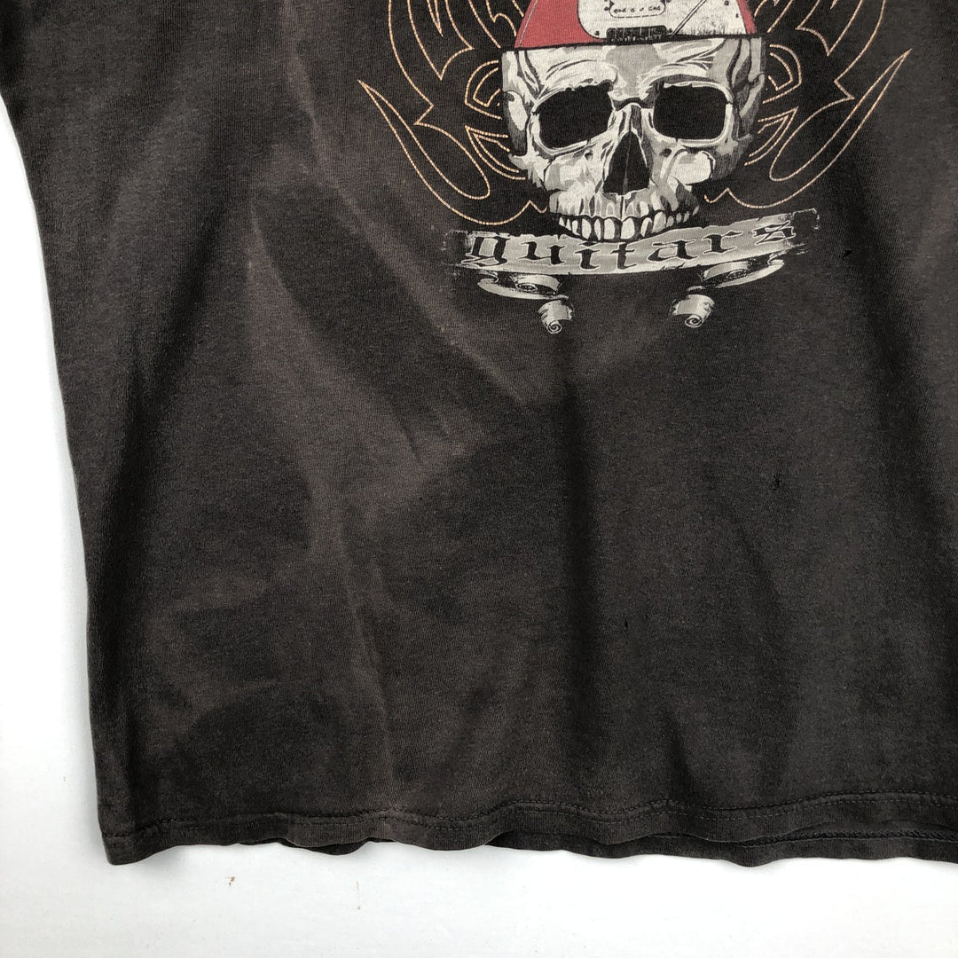 90'S Fender Skull Pattern Advertising T-Shirt, Men's XL (approx.), Vintage cotton Charcoal Vintage Second Hand