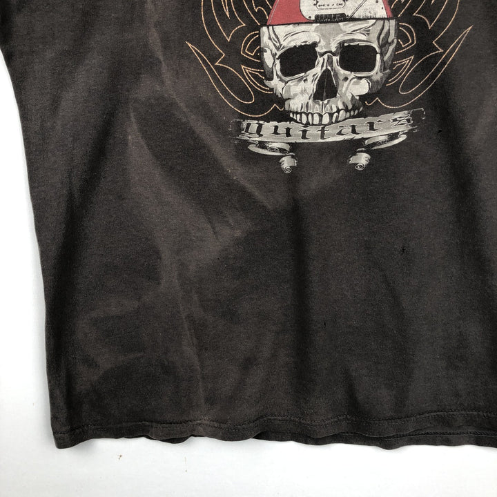 90'S Fender Skull Pattern Advertising T-Shirt, Men's XL (approx.), Vintage cotton Charcoal Vintage Second Hand