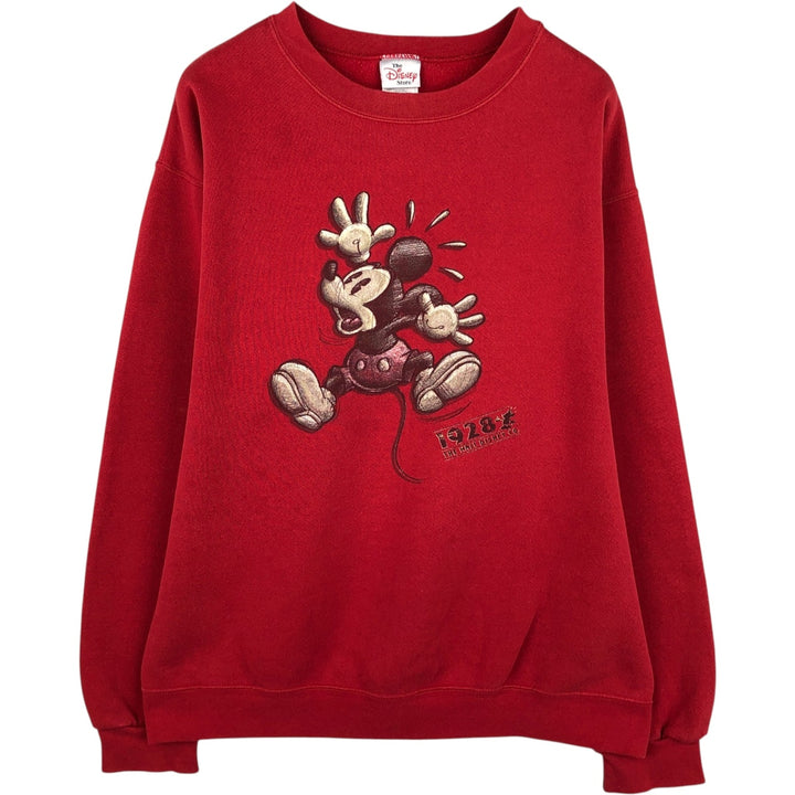 90'S Disney Store MICKEY MOUSE character sweatshirt, men's size L equivalent, vintage. cotton red type Vintage Second Hand