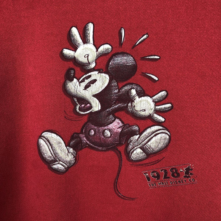 90'S Disney Store MICKEY MOUSE character sweatshirt, men's size L equivalent, vintage. cotton red type Vintage Second Hand