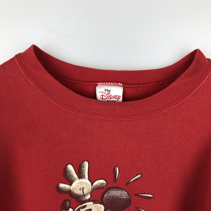 90'S Disney Store MICKEY MOUSE character sweatshirt, men's size L equivalent, vintage. cotton red type Vintage Second Hand
