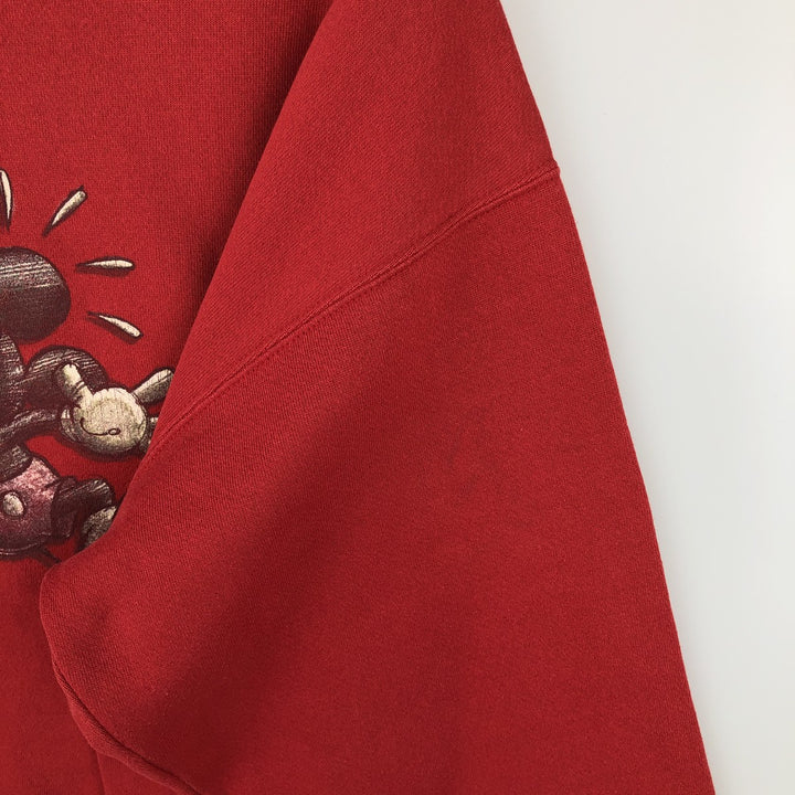 90'S Disney Store MICKEY MOUSE character sweatshirt, men's size L equivalent, vintage. cotton red type Vintage Second Hand