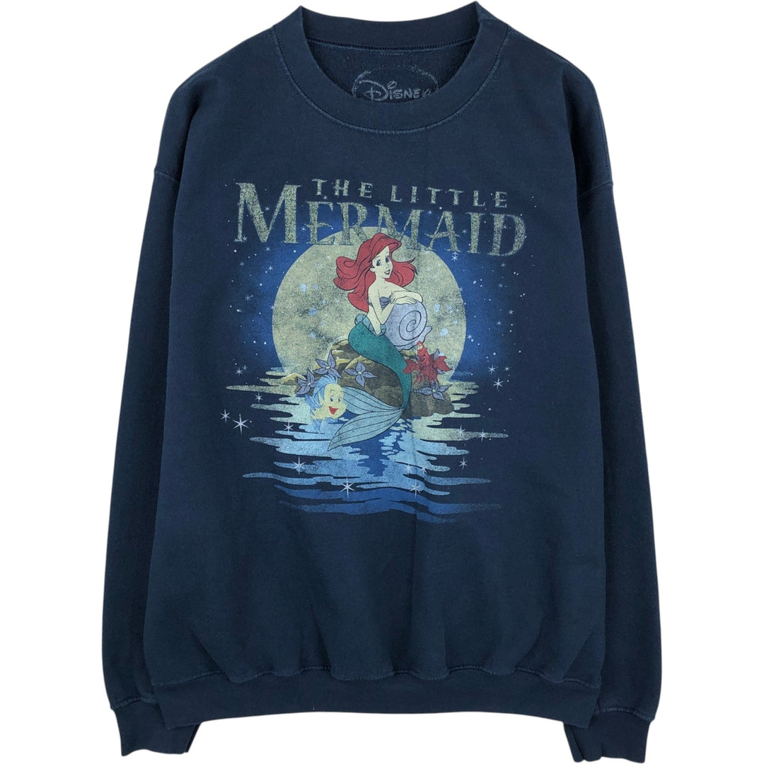 Disney Little Mermaid Ariel Character Sweatshirt (Men's Size L) cotton navy blue type Vintage Second Hand