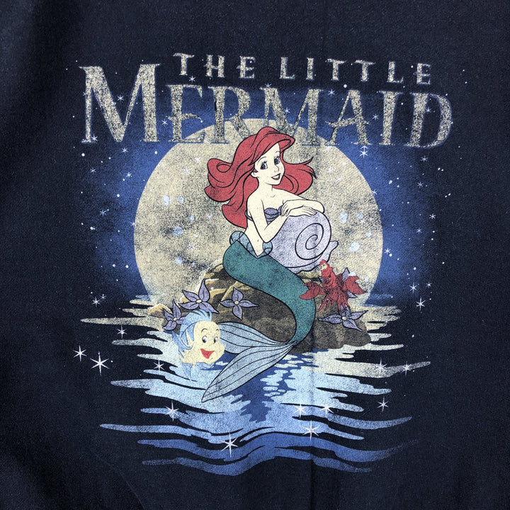 Disney Little Mermaid Ariel Character Sweatshirt (Men's Size L) cotton navy blue type Vintage Second Hand