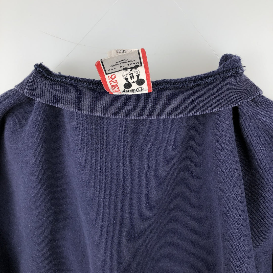 Vintage 90'S Disney Designs Mickey Mouse character sweatshirt, Made in USA, Men's XL cotton navy blue type Vintage Second Hand