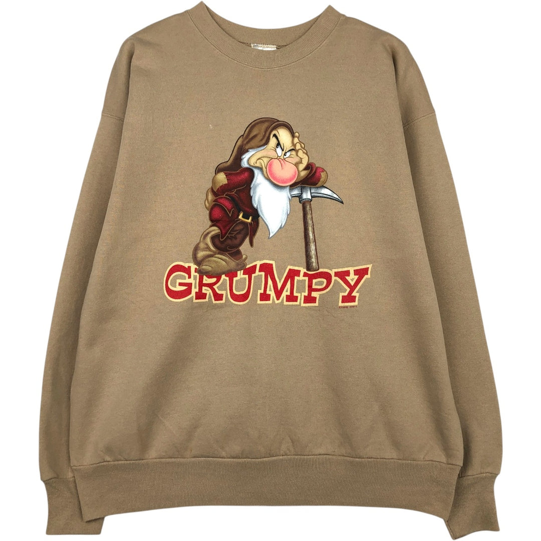 Hanes Snow White and the Seven Dwarfs Grumpy Character Sweatshirt (Men's Size L) cotton Beige type Vintage Second Hand