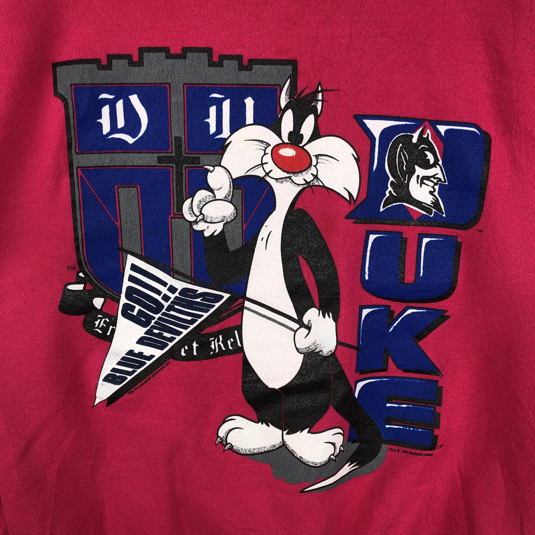 90'S GARMENT Sylvester Cat Character Sweatshirt, Made in USA, Men's Size L (Equivalent), Vintage cotton pink type Vintage Second Hand