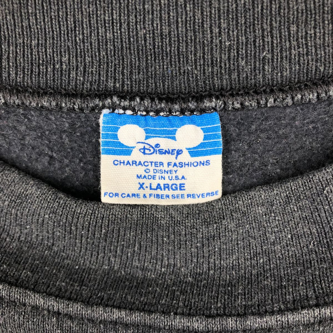 90'S Disney MICKEY MOUSE character sweatshirt, made in USA, men's size XL equivalent, vintage. polyester gray type Vintage Second Hand