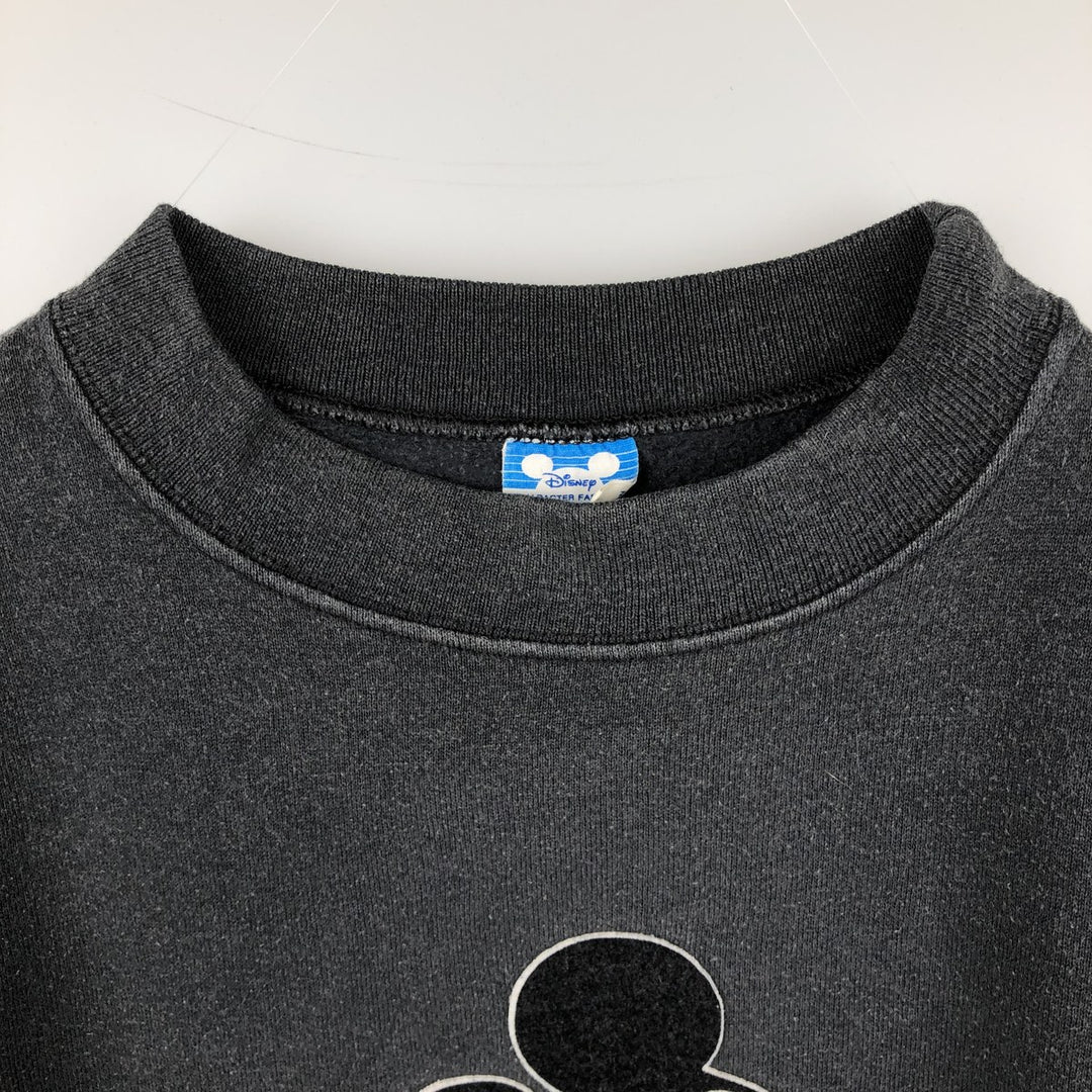 90'S Disney MICKEY MOUSE character sweatshirt, made in USA, men's size XL equivalent, vintage. polyester gray type Vintage Second Hand