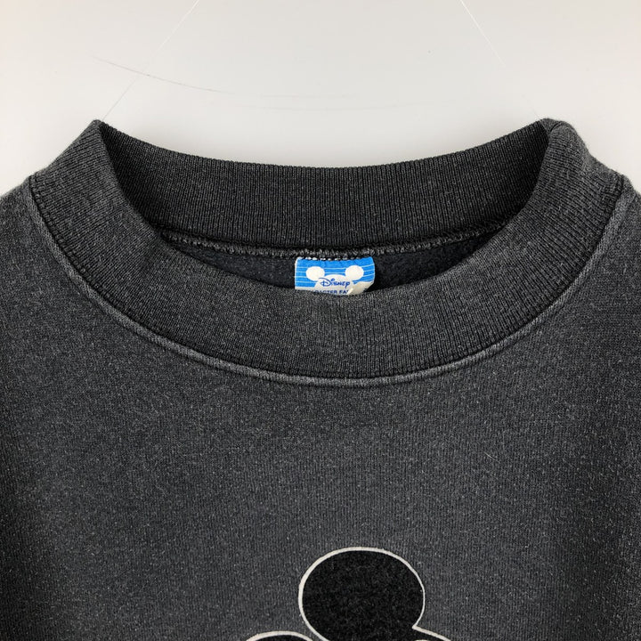 90'S Disney MICKEY MOUSE character sweatshirt, made in USA, men's size XL equivalent, vintage. polyester gray type Vintage Second Hand
