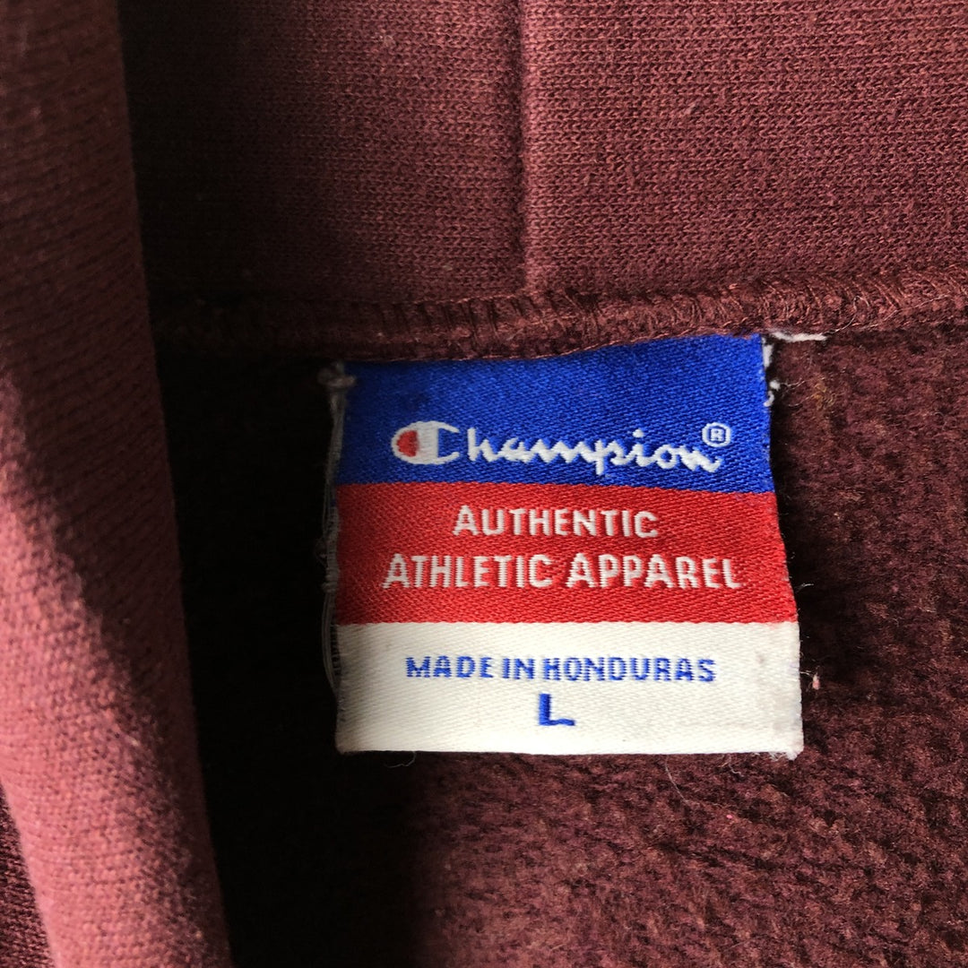 2000'S Champion Authentic Athletic Apparel Triple Print College Sweatshirt Pullover Hoodie (Men's Size L) unclear Red type red-purple Vintage Second Hand