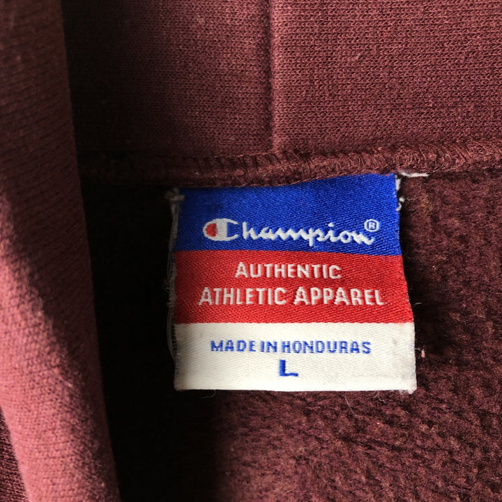2000'S Champion Authentic Athletic Apparel Triple Print College Sweatshirt Pullover Hoodie (Men's Size L) unclear Red type red-purple Vintage Second Hand
