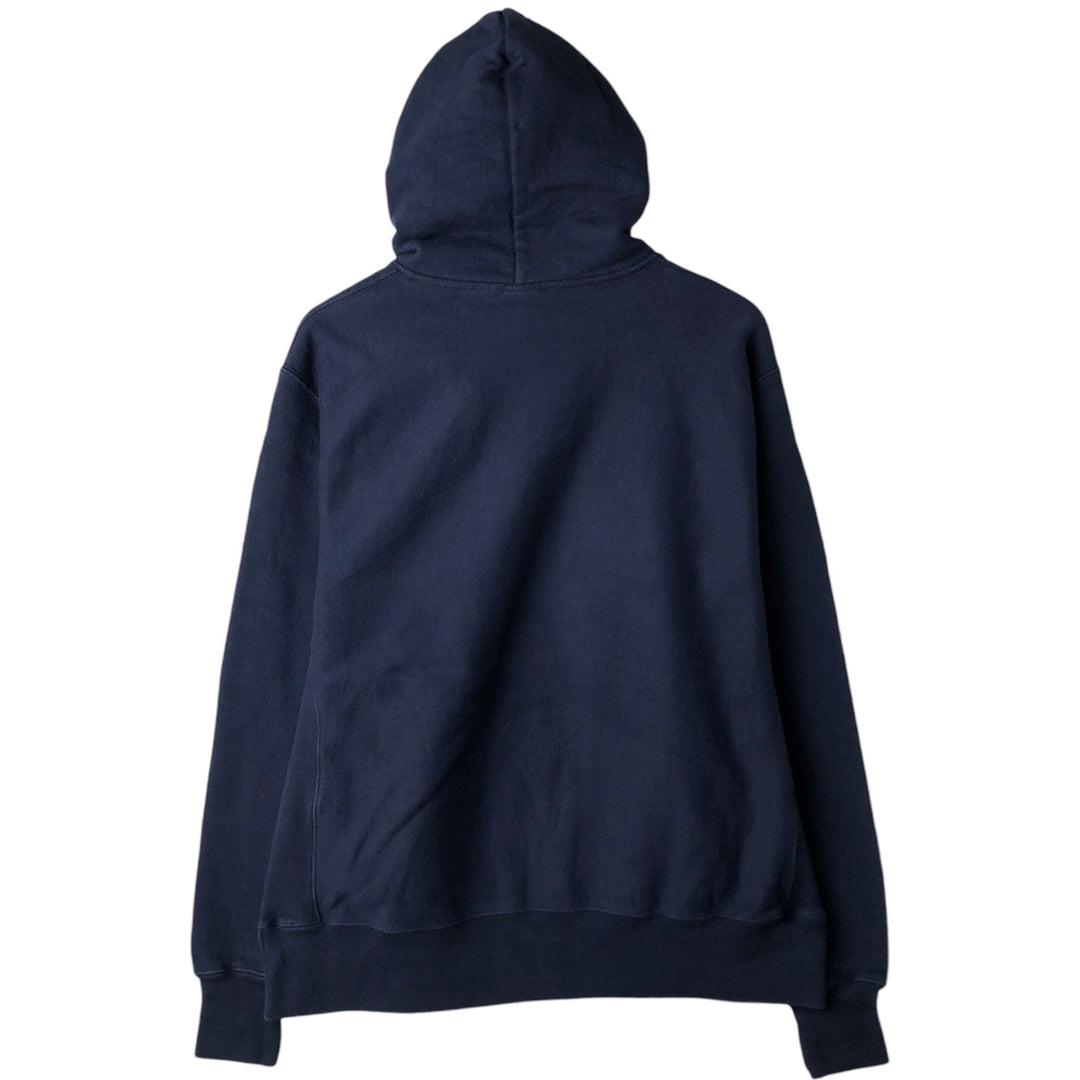 Champion Reverse Weave Plain Blank Sweatshirt Hoodie (Men's Size L equivalent) cotton navy blue type Vintage Second Hand