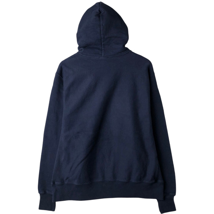 Champion Reverse Weave Plain Blank Sweatshirt Hoodie (Men's Size L equivalent) cotton navy blue type Vintage Second Hand