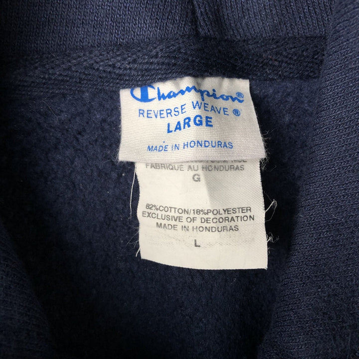 Champion Reverse Weave Plain Blank Sweatshirt Hoodie (Men's Size L equivalent) cotton navy blue type Vintage Second Hand