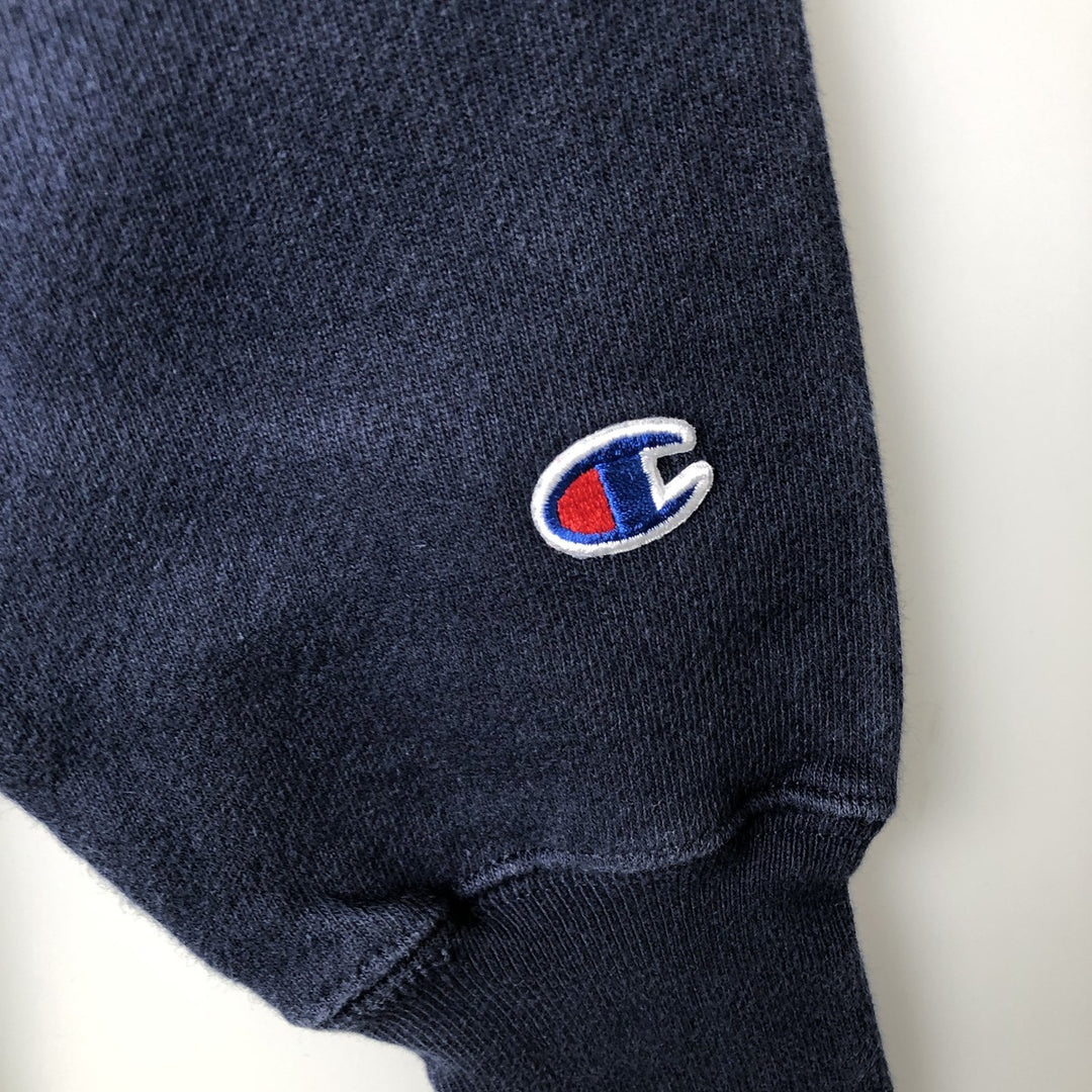 Champion Reverse Weave Plain Blank Sweatshirt Hoodie (Men's Size L equivalent) cotton navy blue type Vintage Second Hand