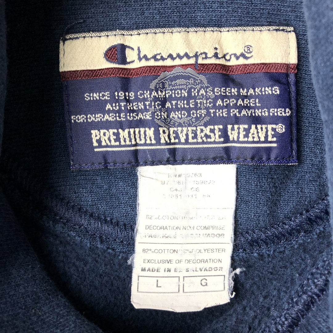 2000'S Champion Premium Reverse Weave Sweatshirt Pullover Hoodie, Men's Size L cotton navy blue type Vintage Second Hand