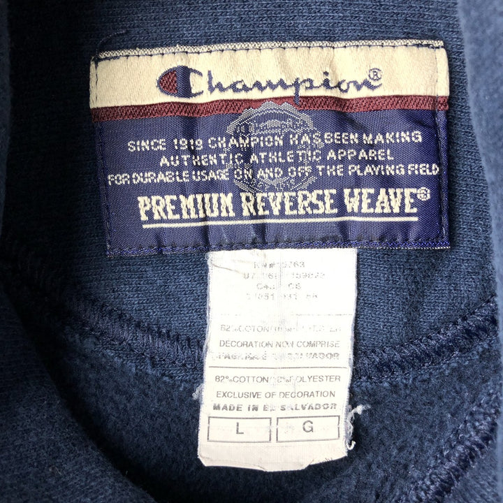 2000'S Champion Premium Reverse Weave Sweatshirt Pullover Hoodie, Men's Size L cotton navy blue type Vintage Second Hand