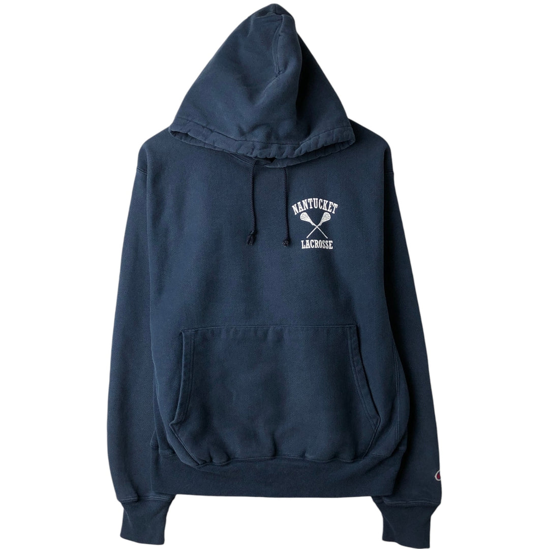 2000'S Champion Premium Reverse Weave Sweatshirt Pullover Hoodie, Men's Size M cotton navy blue type Vintage Second Hand