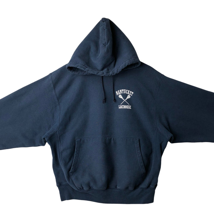 2000'S Champion Premium Reverse Weave Sweatshirt Pullover Hoodie, Men's Size M cotton navy blue type Vintage Second Hand