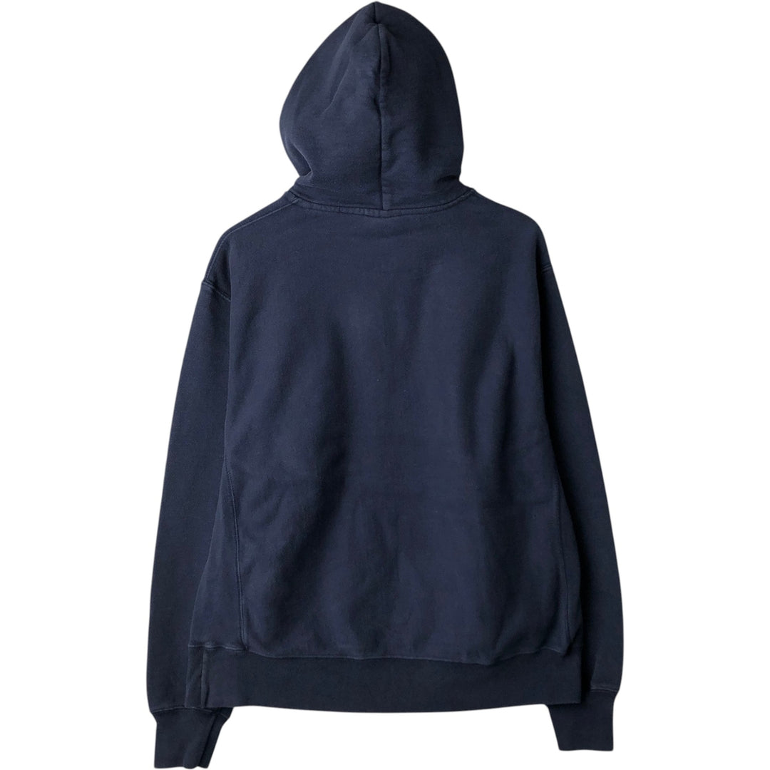 Champion Reverse Weave Plain Blank Sweatshirt Hoodie (Men's Size L equivalent) cotton navy blue type Vintage Second Hand