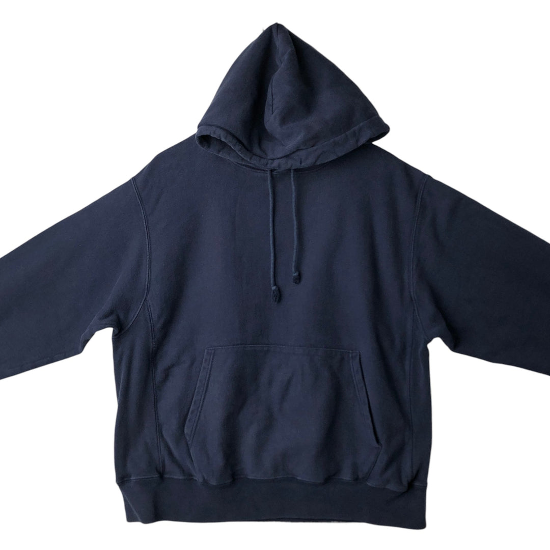 Champion Reverse Weave Plain Blank Sweatshirt Hoodie (Men's Size L equivalent) cotton navy blue type Vintage Second Hand