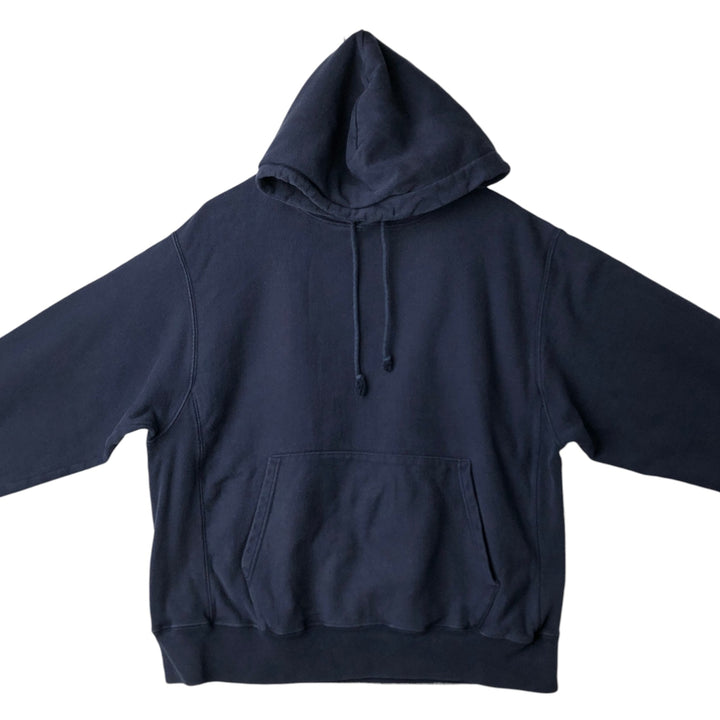 Champion Reverse Weave Plain Blank Sweatshirt Hoodie (Men's Size L equivalent) cotton navy blue type Vintage Second Hand