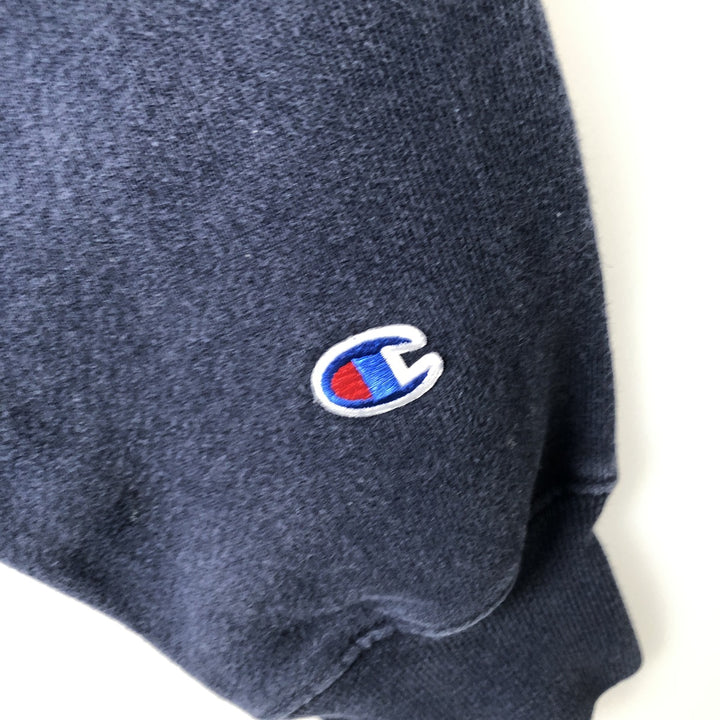 Champion Reverse Weave Plain Blank Sweatshirt Hoodie (Men's Size L equivalent) cotton navy blue type Vintage Second Hand