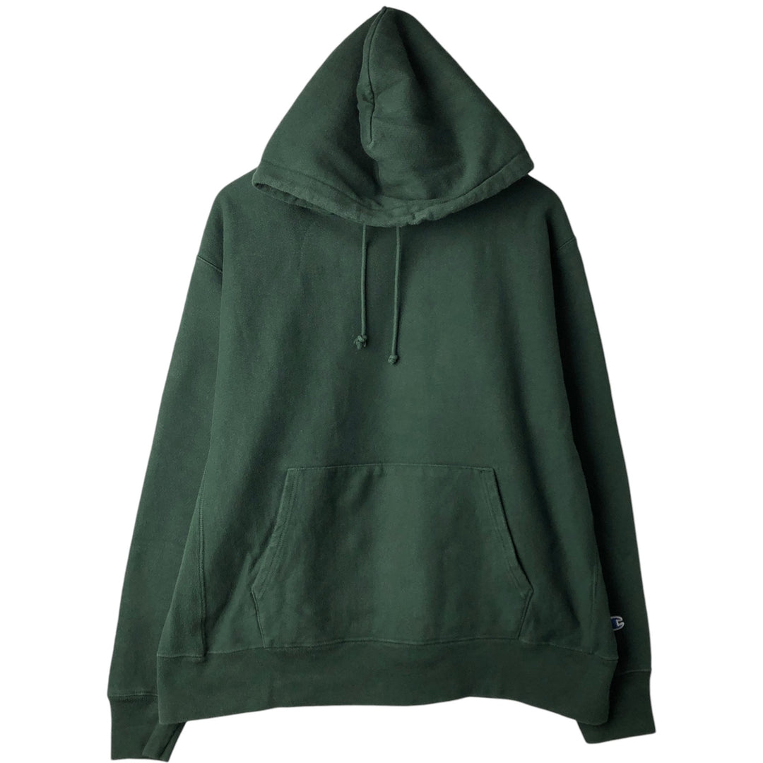 Champion Reverse Weave Plain Blank Sweatshirt Hoodie (Men's XL equivalent) cotton Green type dark green Vintage Second Hand