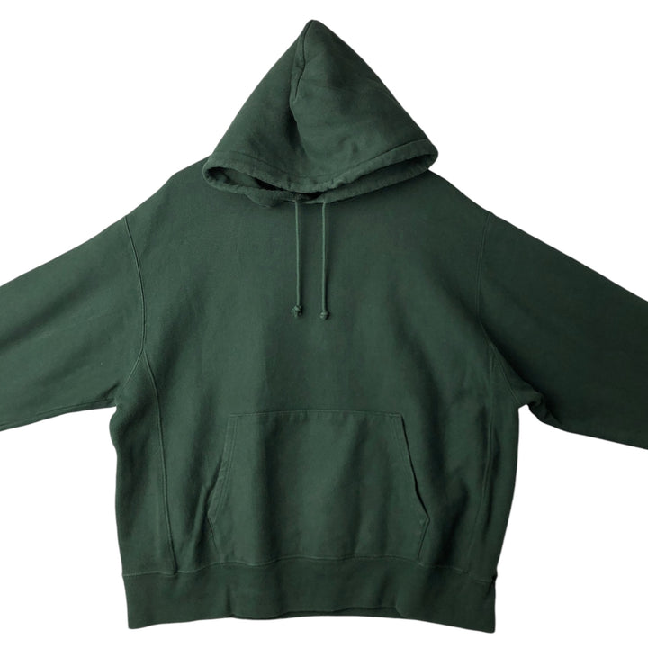 Champion Reverse Weave Plain Blank Sweatshirt Hoodie (Men's XL equivalent) cotton Green type dark green Vintage Second Hand