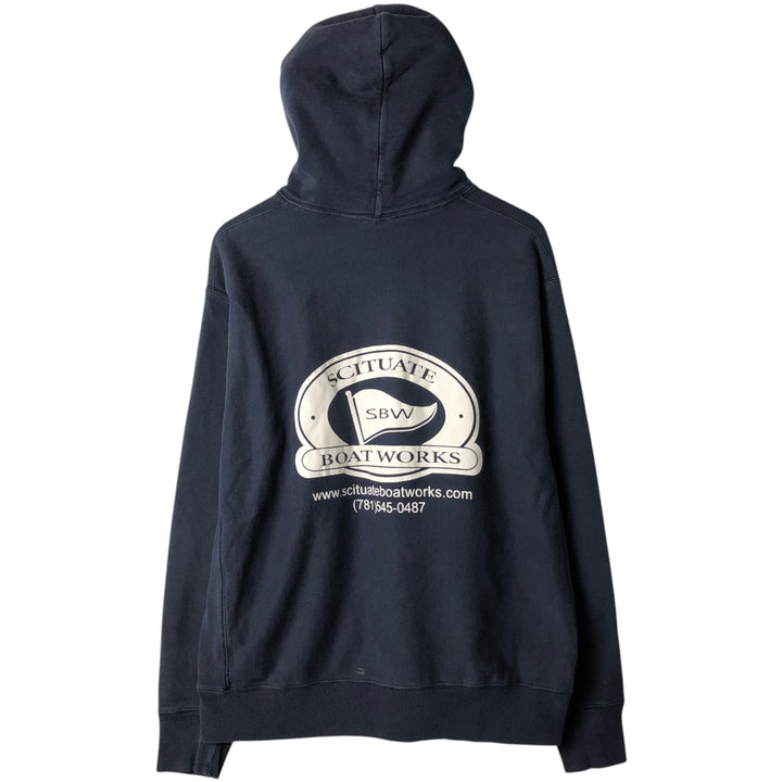 2000'S Champion sweatshirt pullover hoodie, men's size XL (approx.) cotton navy blue type Vintage Second Hand