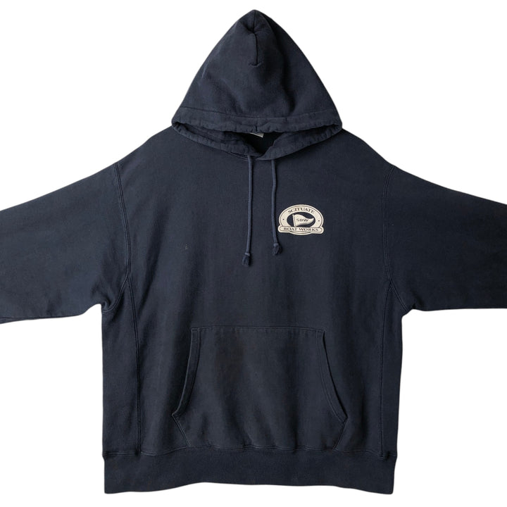 2000'S Champion sweatshirt pullover hoodie, men's size XL (approx.) cotton navy blue type Vintage Second Hand