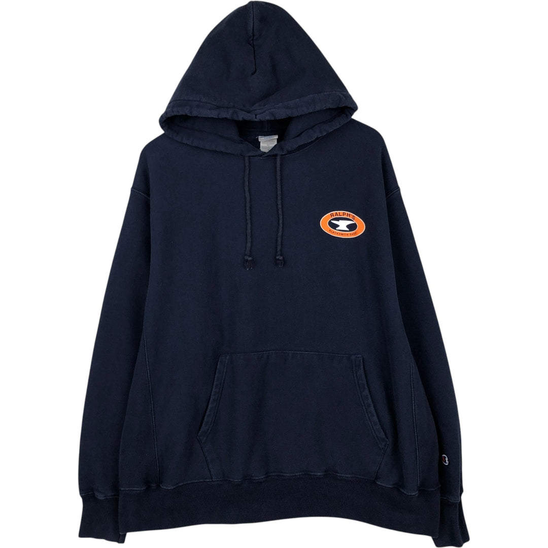 2000'S Champion sweatshirt pullover hoodie, men's size XL (approx.) cotton navy blue type Vintage Second Hand