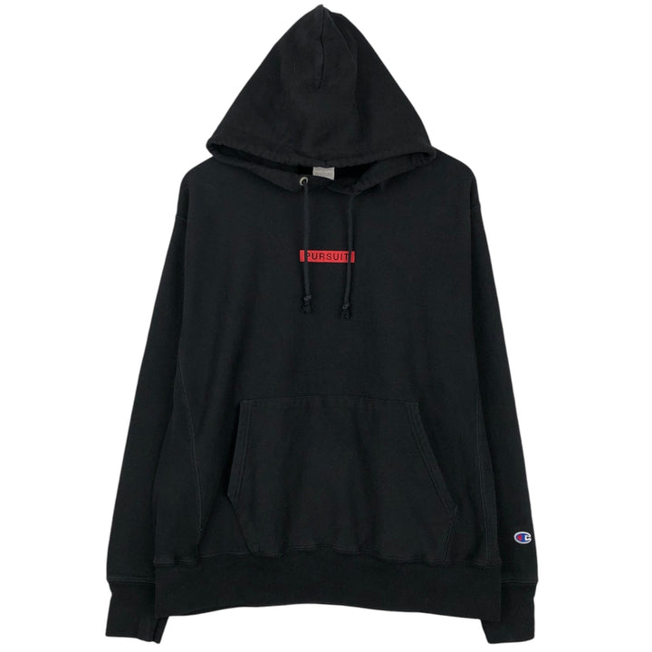 2000'S Champion sweatshirt pullover hoodie, men's size L (approx.) cotton black type Vintage Second Hand