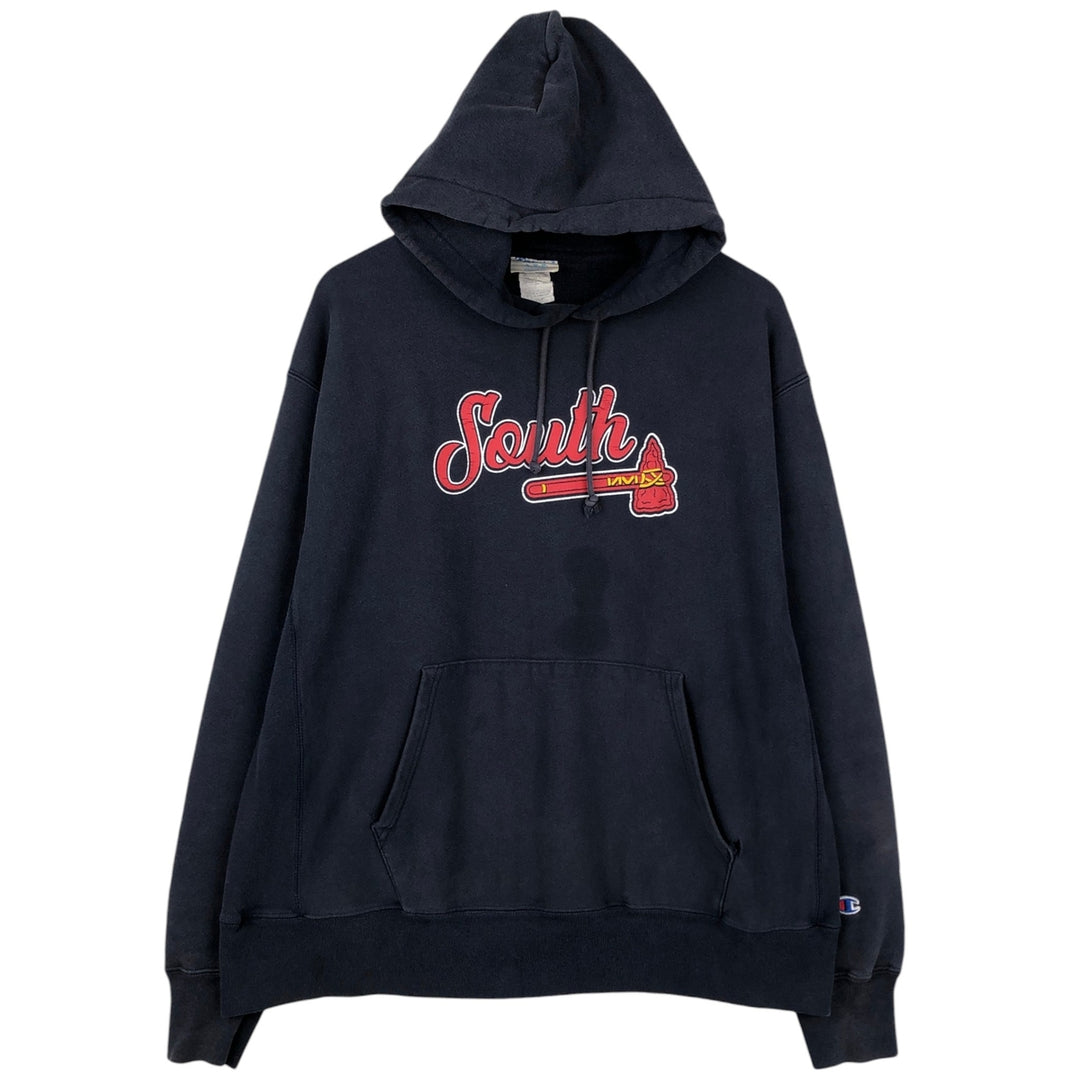 2000'S Champion sweatshirt pullover hoodie, men's size XL (approx.) cotton navy blue type Vintage Second Hand
