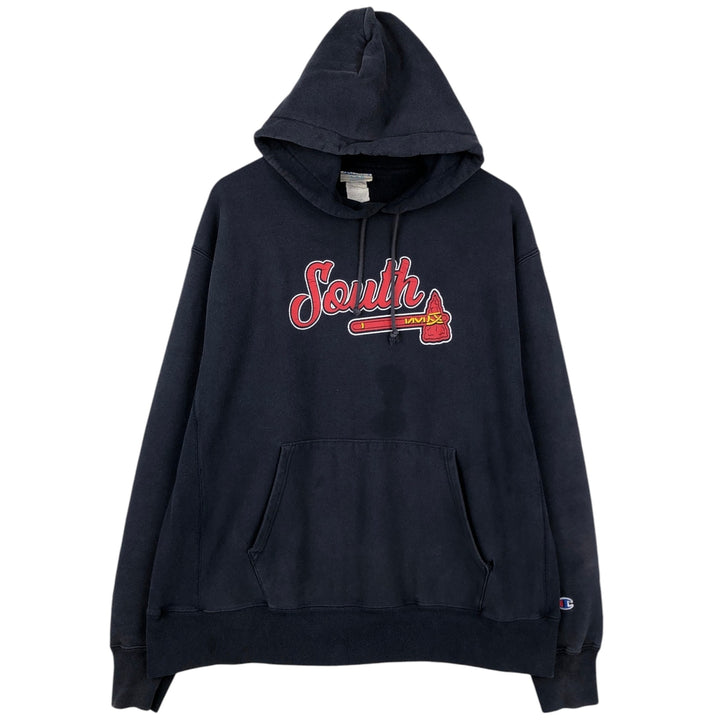 2000'S Champion sweatshirt pullover hoodie, men's size XL (approx.) cotton navy blue type Vintage Second Hand