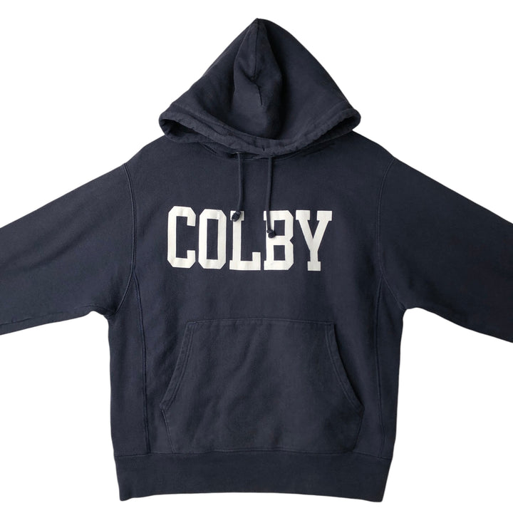 Champion REVERSE WEAVE College Sweat Full-Zip Hoodie, Men's Size M (approx.) cotton navy blue type Vintage Second Hand