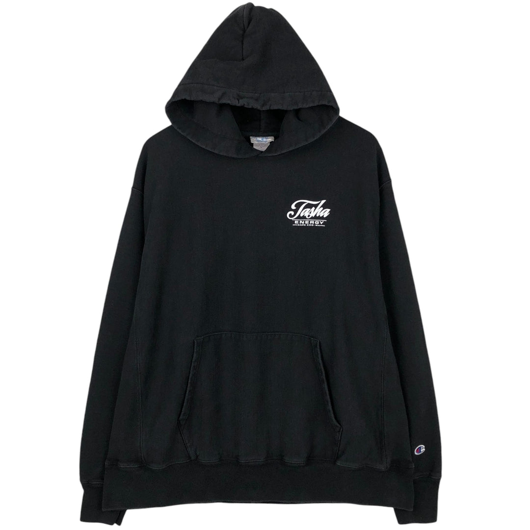 2000'S Champion Advertising Sweatshirt Pullover Hoodie, Men's Size XL (approx.) cotton Charcoal Vintage Second Hand