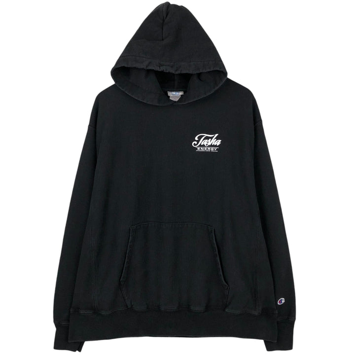 2000'S Champion Advertising Sweatshirt Pullover Hoodie, Men's Size XL (approx.) cotton Charcoal Vintage Second Hand