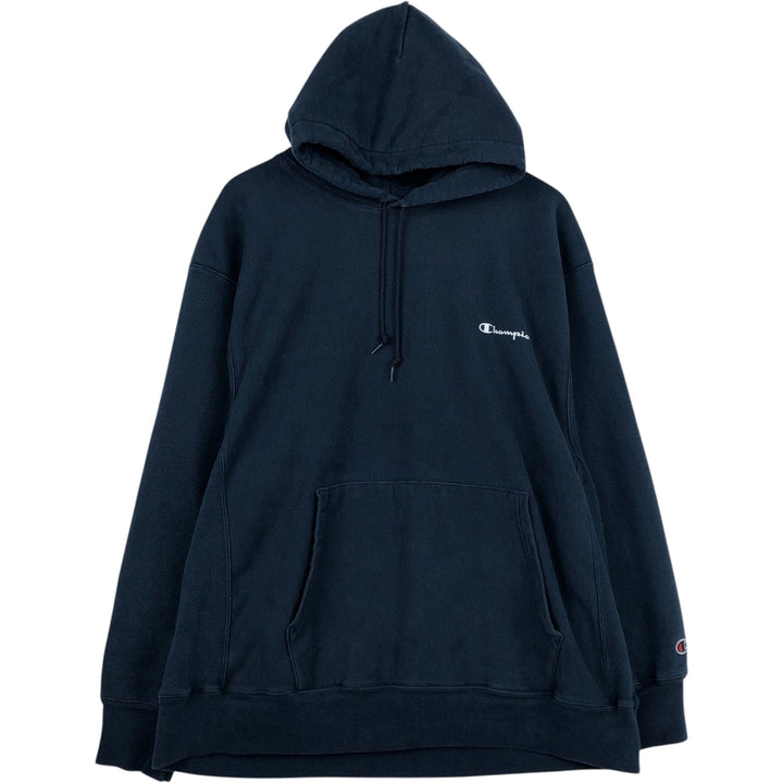2000'S Champion sweatshirt pullover hoodie, men's size XL (approx.) cotton navy blue type Vintage Second Hand