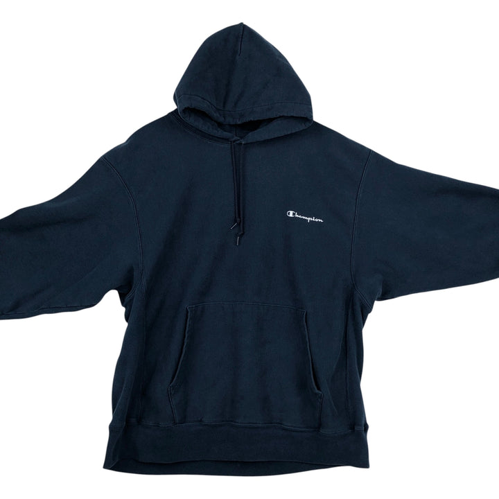 2000'S Champion sweatshirt pullover hoodie, men's size XL (approx.) cotton navy blue type Vintage Second Hand