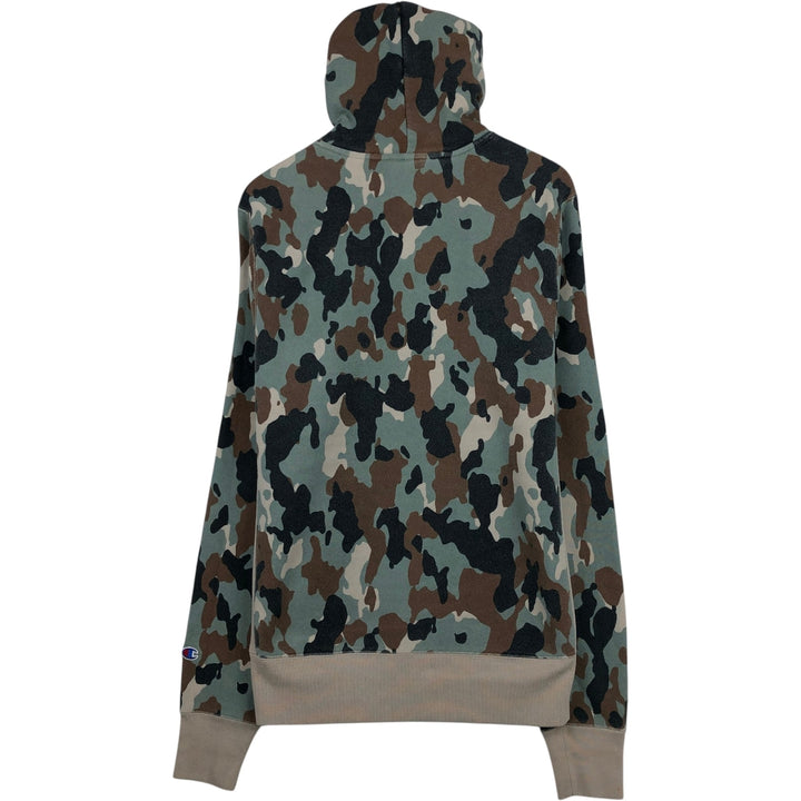 Champion REVERSE WEAVE Camouflage Pattern Sweatshirt Pullover Hoodie (Men's Size L equivalent) cotton Khaki type sage green Vintage Second Hand