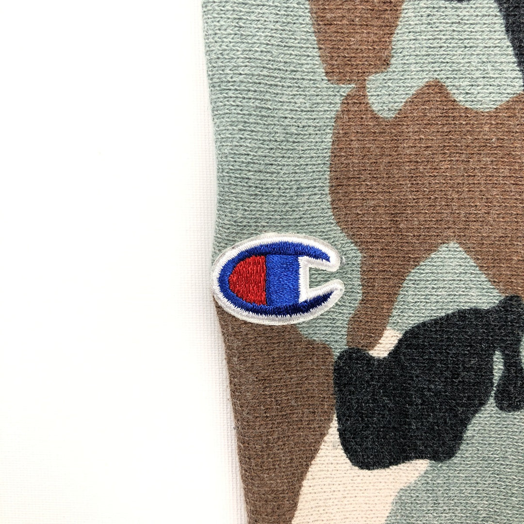 Champion REVERSE WEAVE Camouflage Pattern Sweatshirt Pullover Hoodie (Men's Size L equivalent) cotton Khaki type sage green Vintage Second Hand