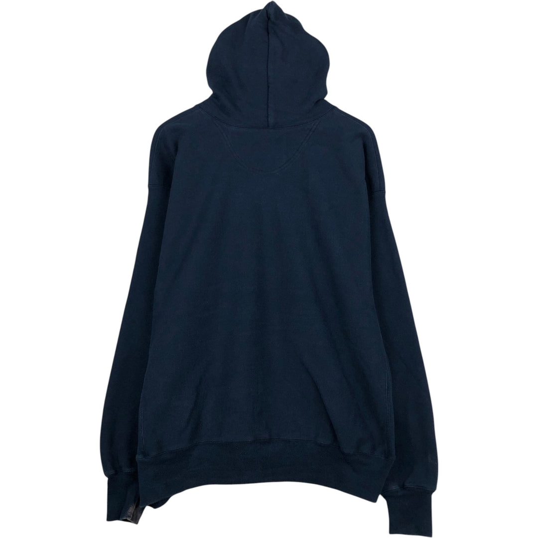 2000'S Champion Premium Reverse Weave No-Pattern Sweatshirt Pullover Hoodie, Men's XL equivalent. cotton navy blue type Vintage Second Hand