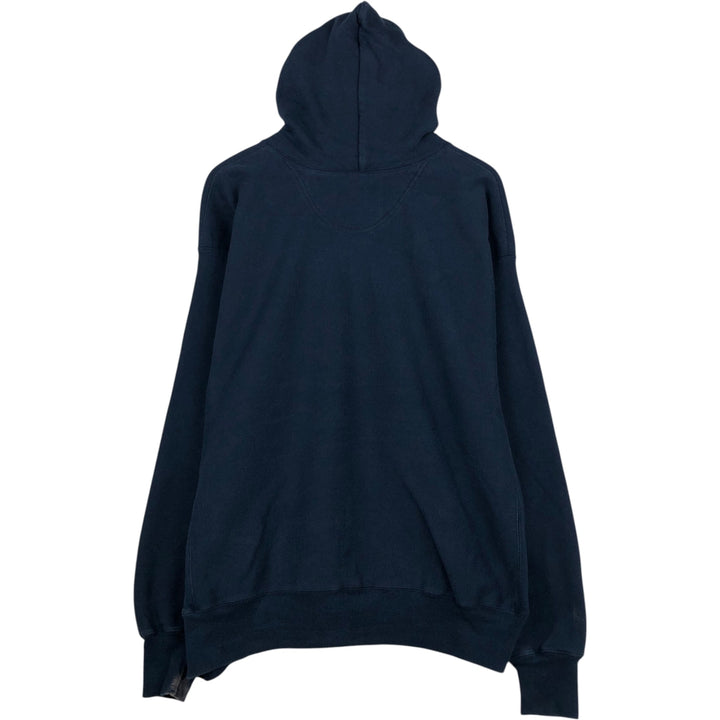 2000'S Champion Premium Reverse Weave No-Pattern Sweatshirt Pullover Hoodie, Men's XL equivalent. cotton navy blue type Vintage Second Hand
