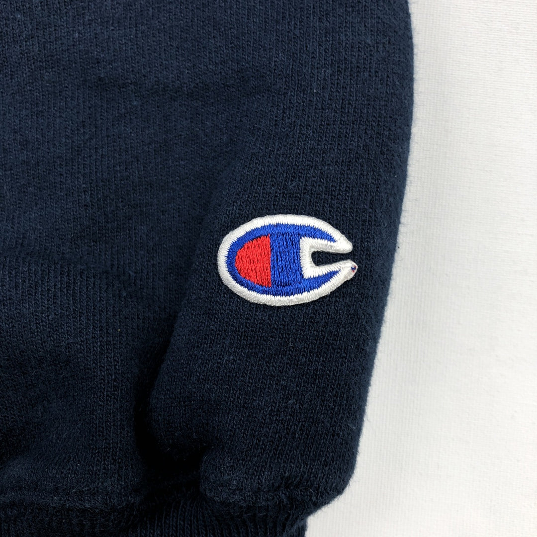 2000'S Champion Premium Reverse Weave No-Pattern Sweatshirt Pullover Hoodie, Men's XL equivalent. cotton navy blue type Vintage Second Hand
