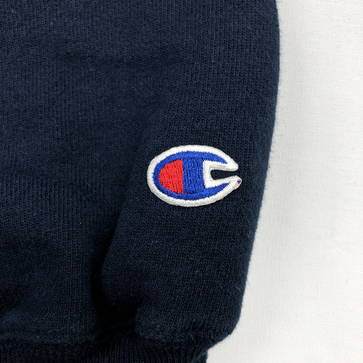 2000'S Champion Premium Reverse Weave No-Pattern Sweatshirt Pullover Hoodie, Men's XL equivalent. cotton navy blue type Vintage Second Hand