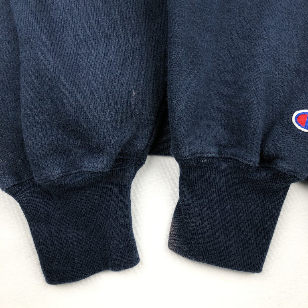 2000'S Champion Premium Reverse Weave No-Pattern Sweatshirt Pullover Hoodie, Men's XL equivalent. cotton navy blue type Vintage Second Hand